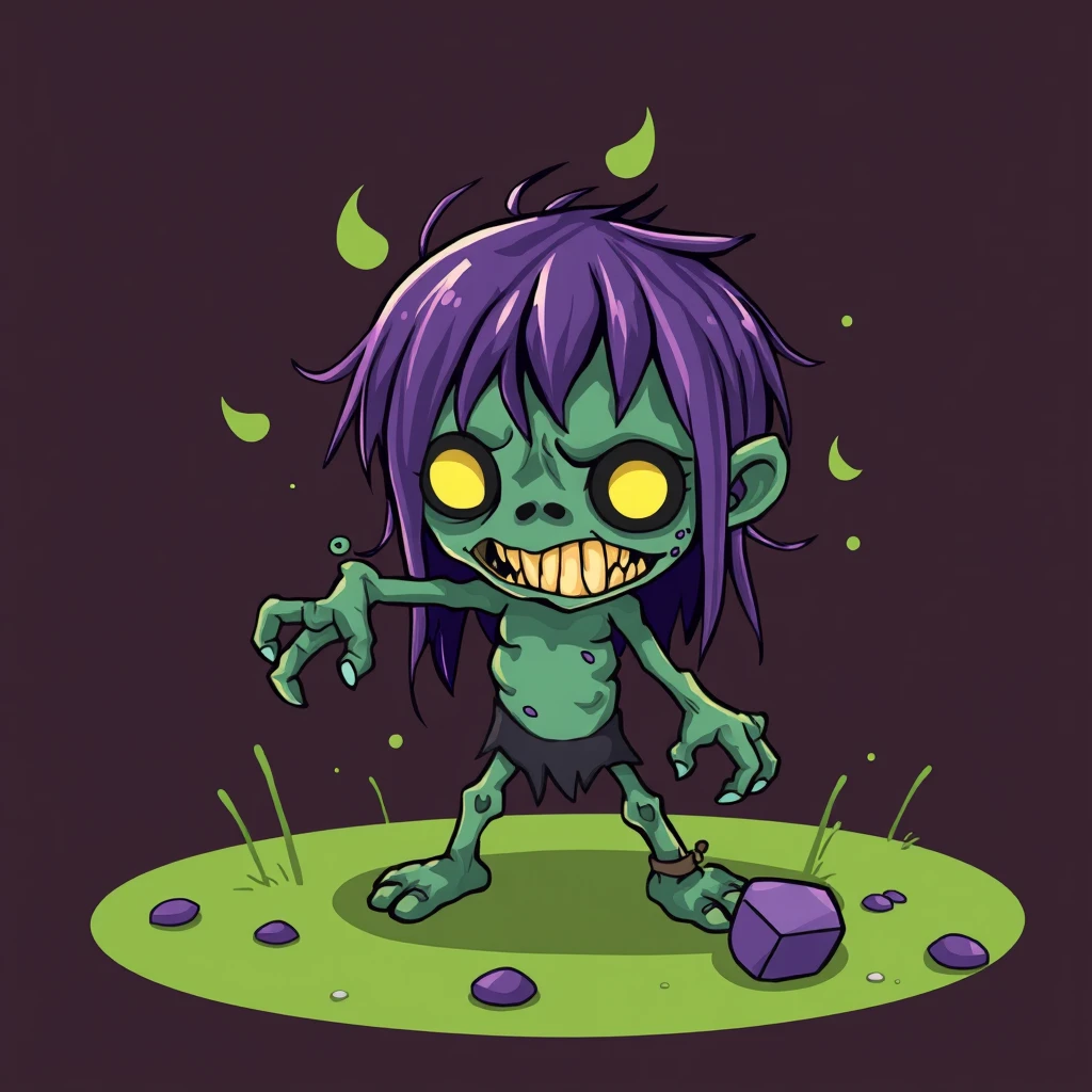 A 2D, Q-version little zombie - Image