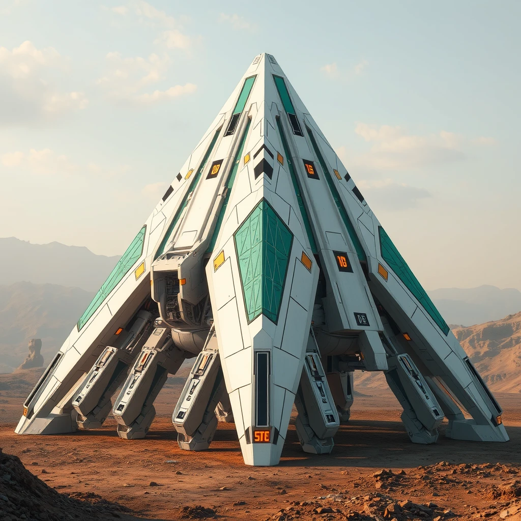 a pyramid shaped futuristic robot - Image