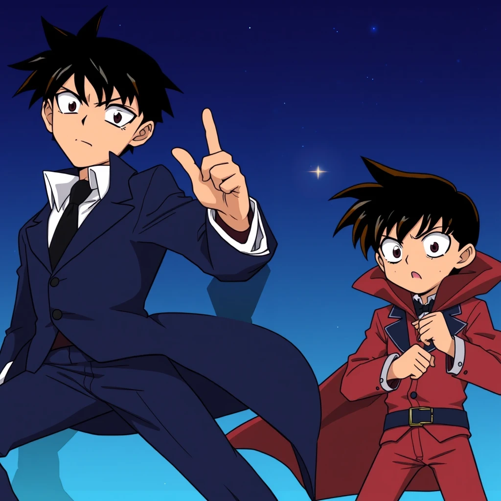 "Animated Conan characters: Shinichi Kudo and Phantom Thief Kid" - Image