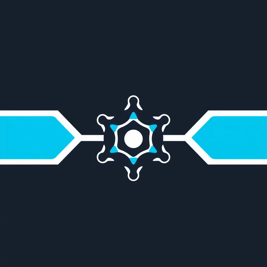 Minimalist logo for rust device node network app Professional, engineering, secure, blue and white