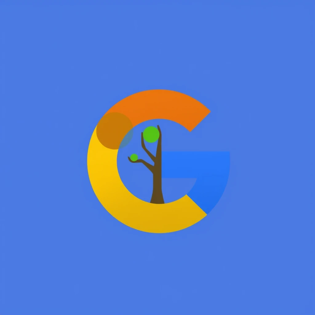 Google logo icon, composed of a tree, the sun, and the moon. - Image