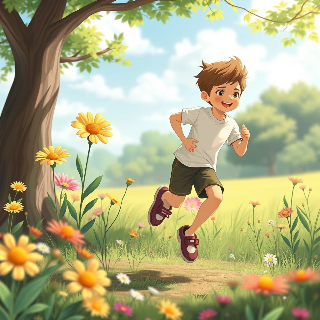 Youth, flowers, running, animation, realism