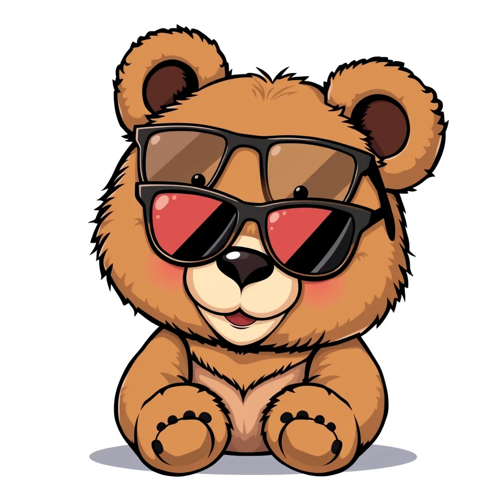 teddy bear wearing sunglass, flat 2d, vector, white background, professional tshirt design vector