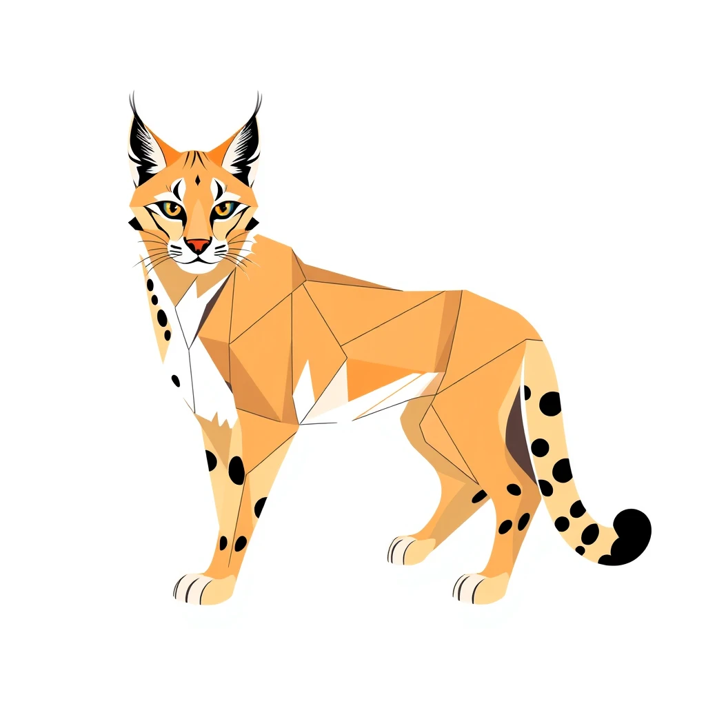 A Lynx made out of abstract shapes, no color. - Image