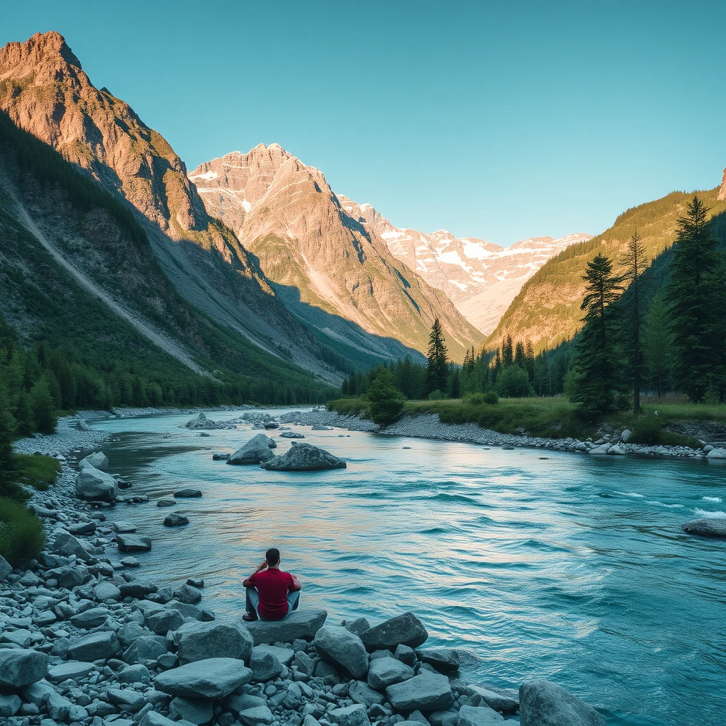 Sitting in the mountains and rivers - Image