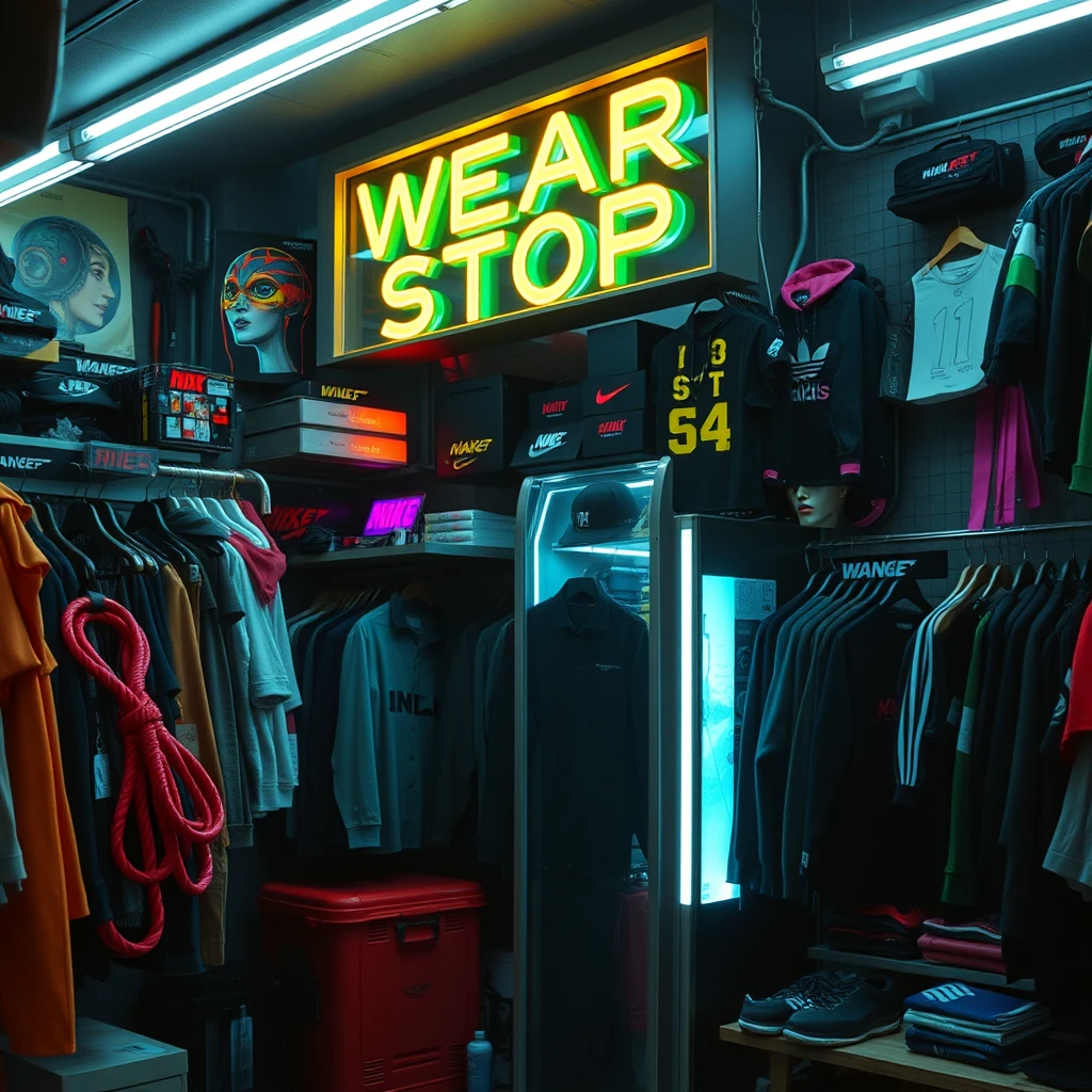 wear shop, cyberpunk, nobody