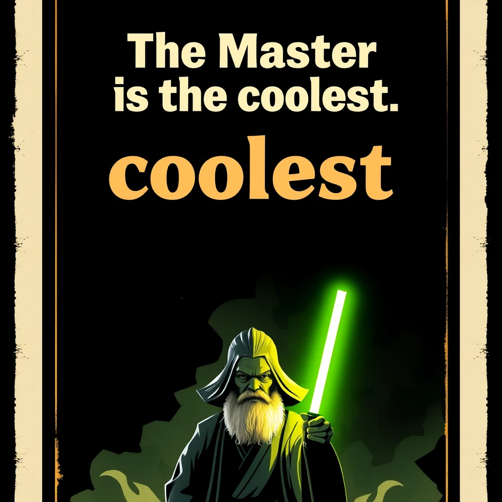 A poster that says "The Master is the coolest" with an image of a master below.