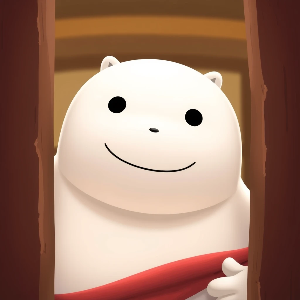 "Baymax peeking out with a happy face." - Image