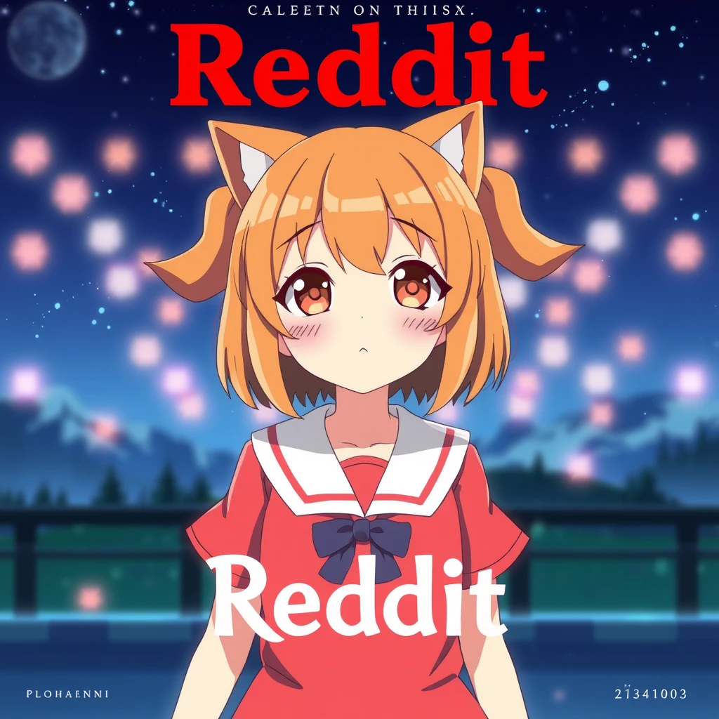 Anime movie "Reddit" movie poster, cute girl