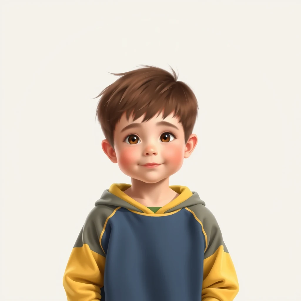 1 boy, toddler, round face, simple background, sportswear, loungewear. - Image