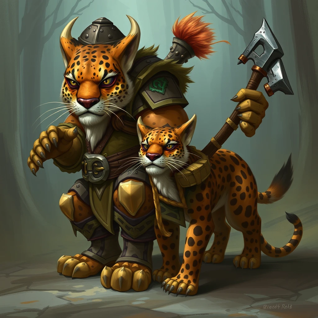 WoW orcs hunter and leopard pet - Image