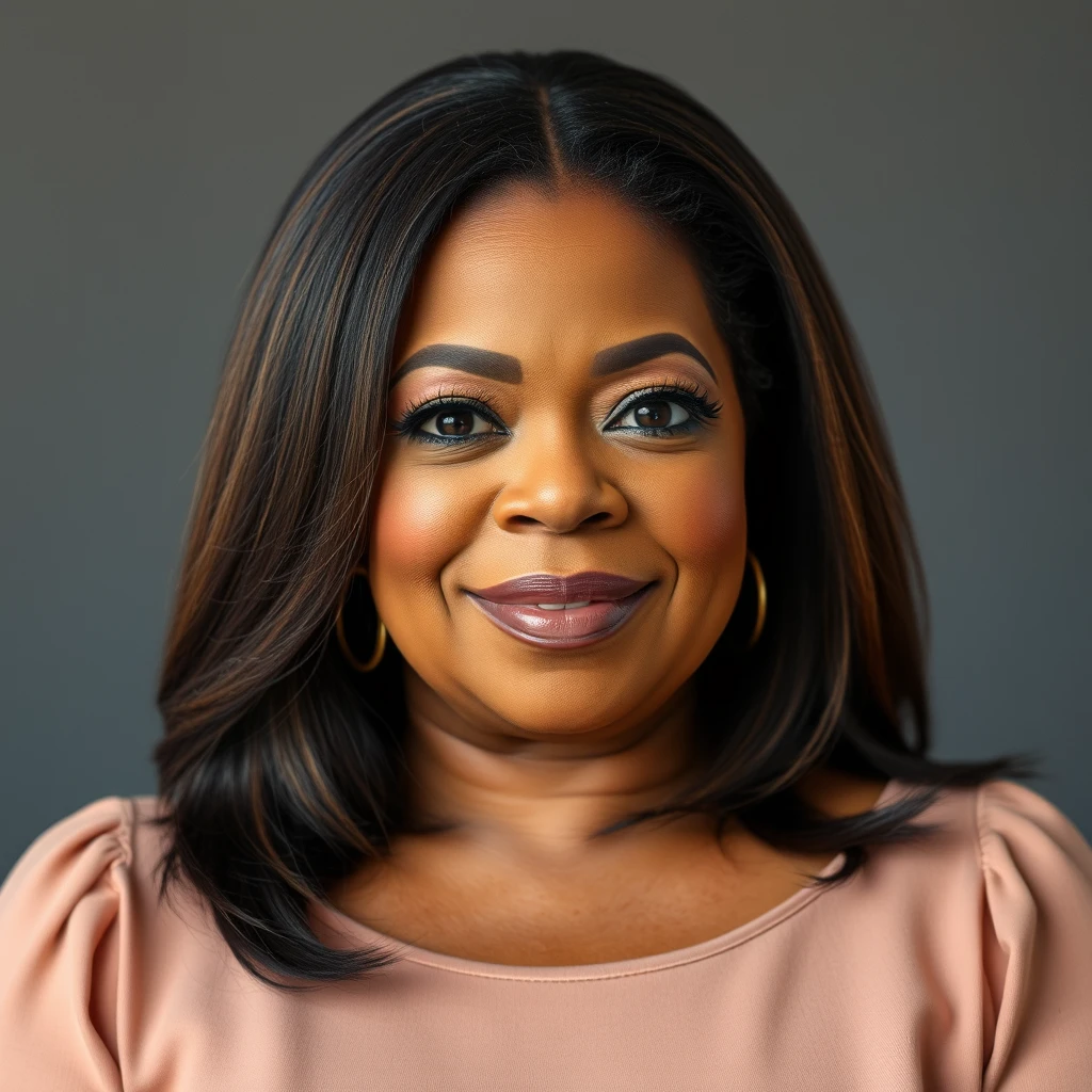 Oprah Winfrey with Caucasian skin and straight hair.