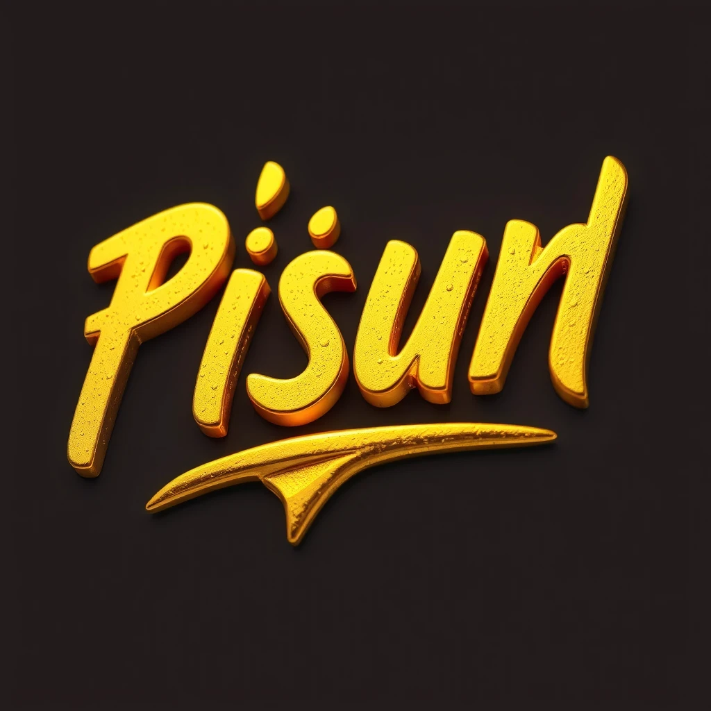 'Text 'Pisun' made from gold' - Image