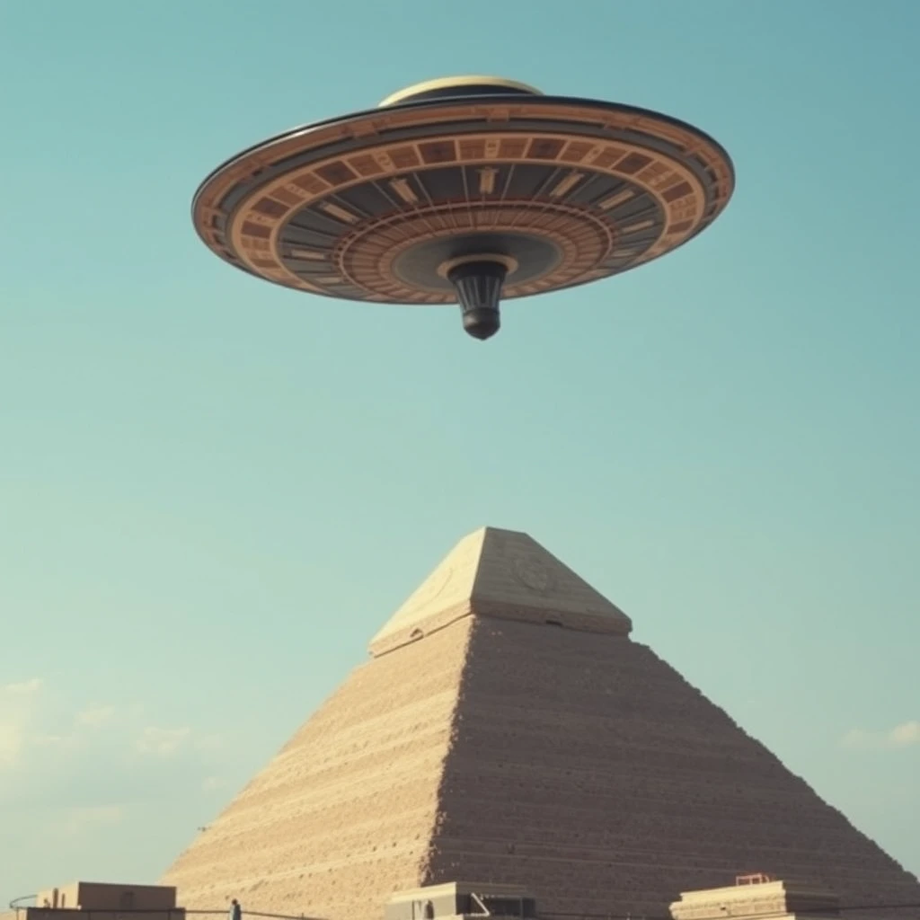 Flying saucer over the pyramid, documentary style - Image