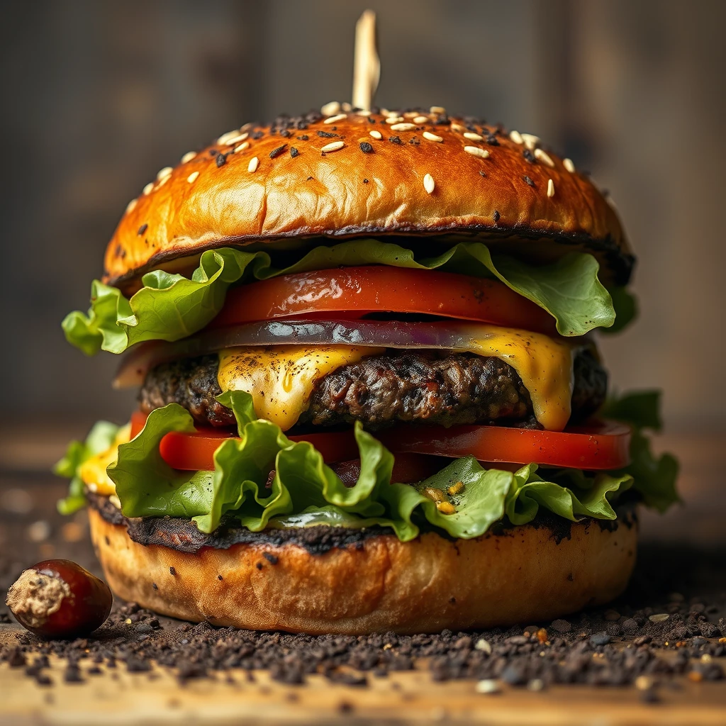 Burger with dirt - Image