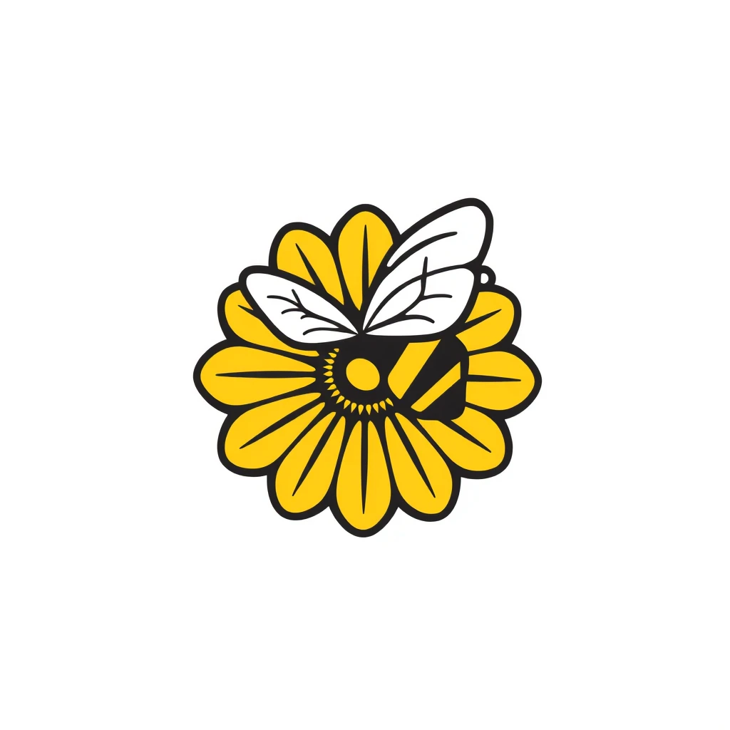 bee logo flower - Image