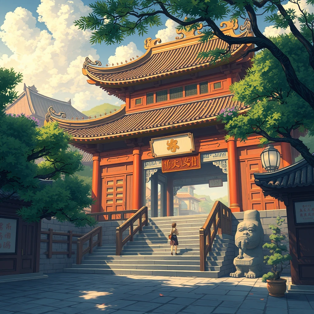 anime artwork, Taoist temple, unmanned - Image