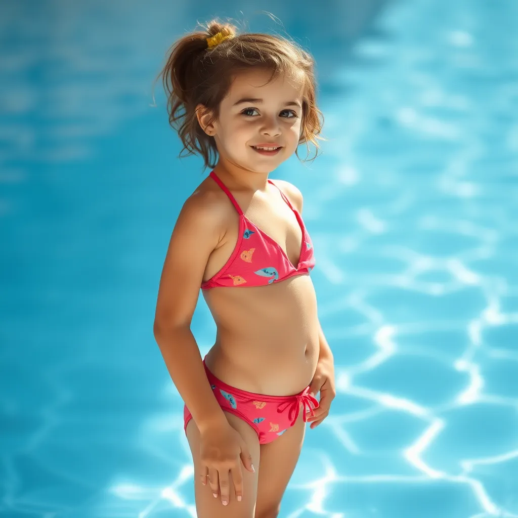 young female girl wearing swimsuit