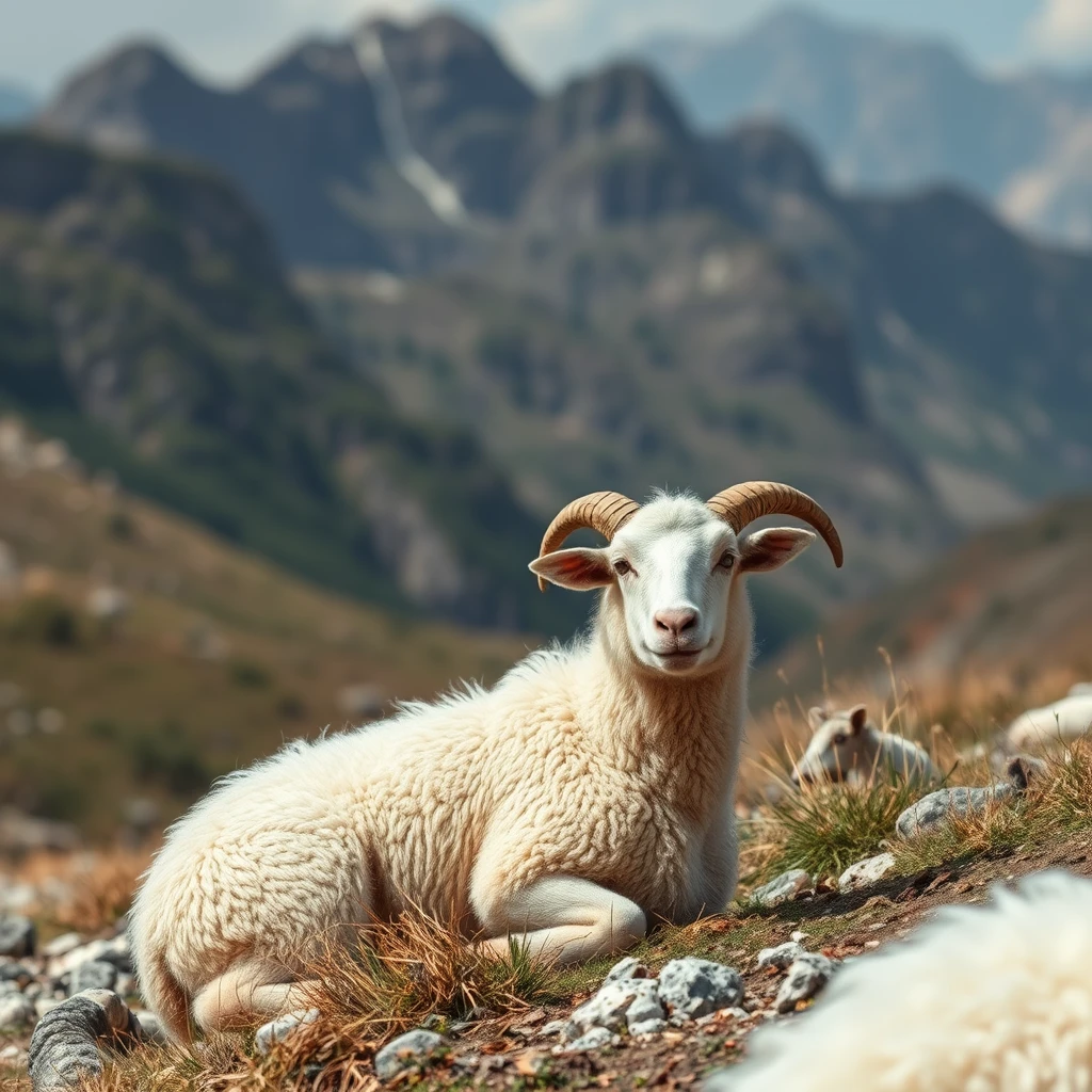 a lost sheep and distressed sheep in the Mediterranean mountains