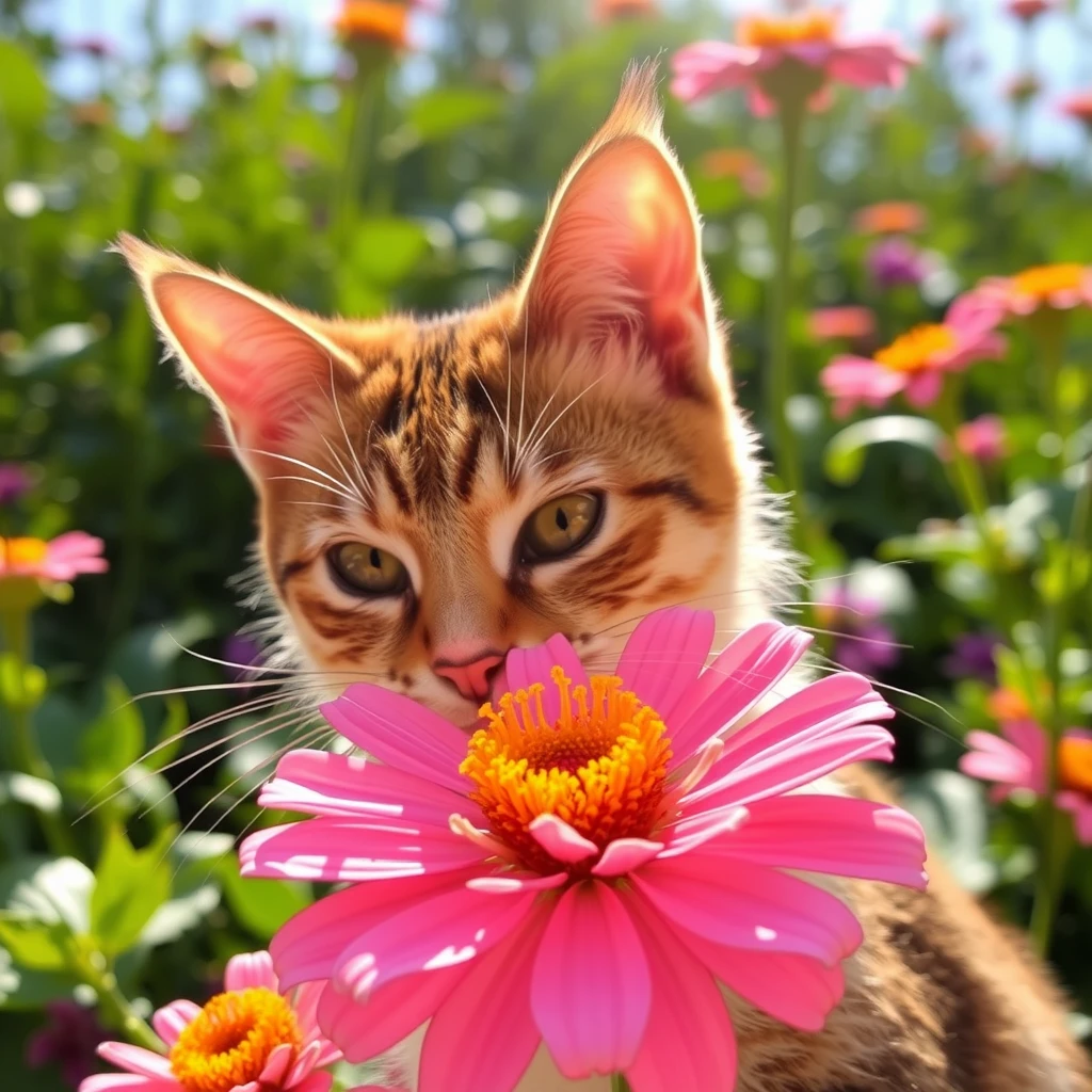 cat flower sun summer