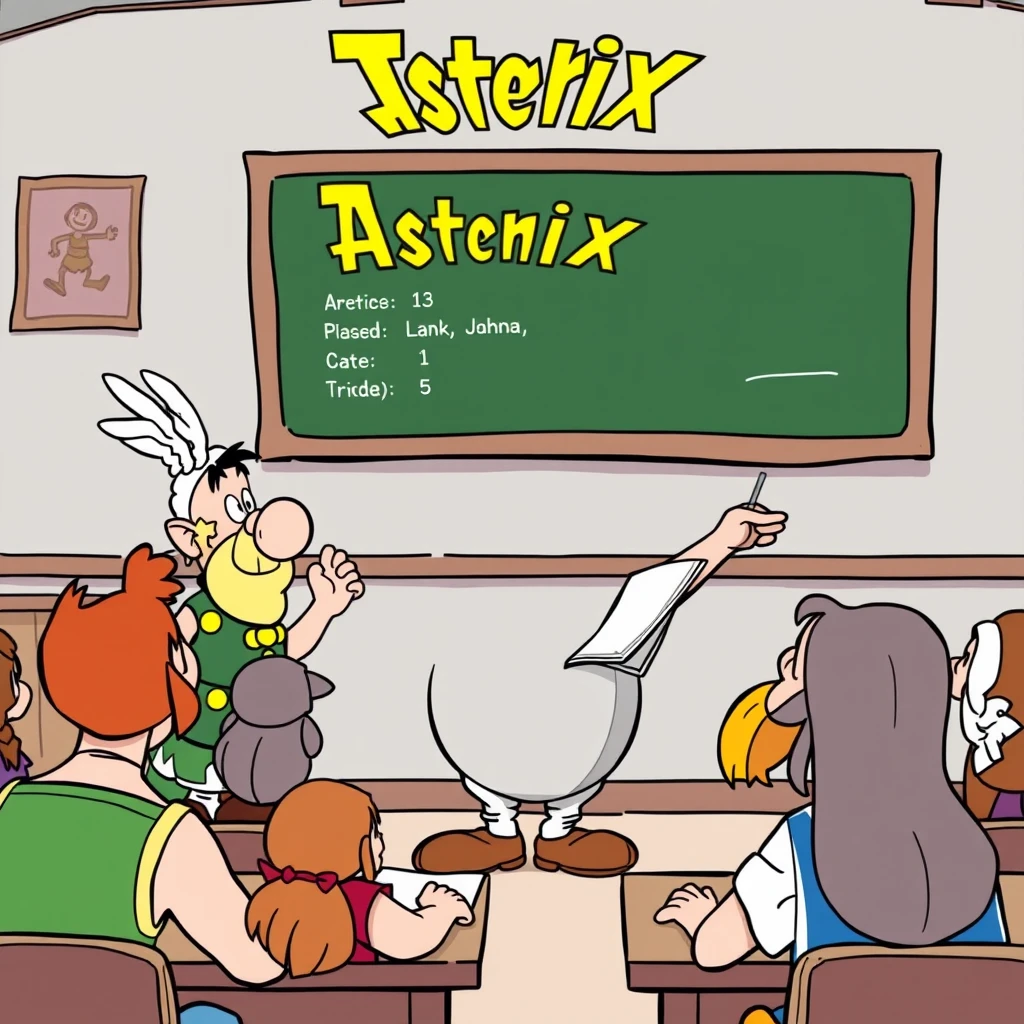 Comic: Asterix as a teacher in front of the class