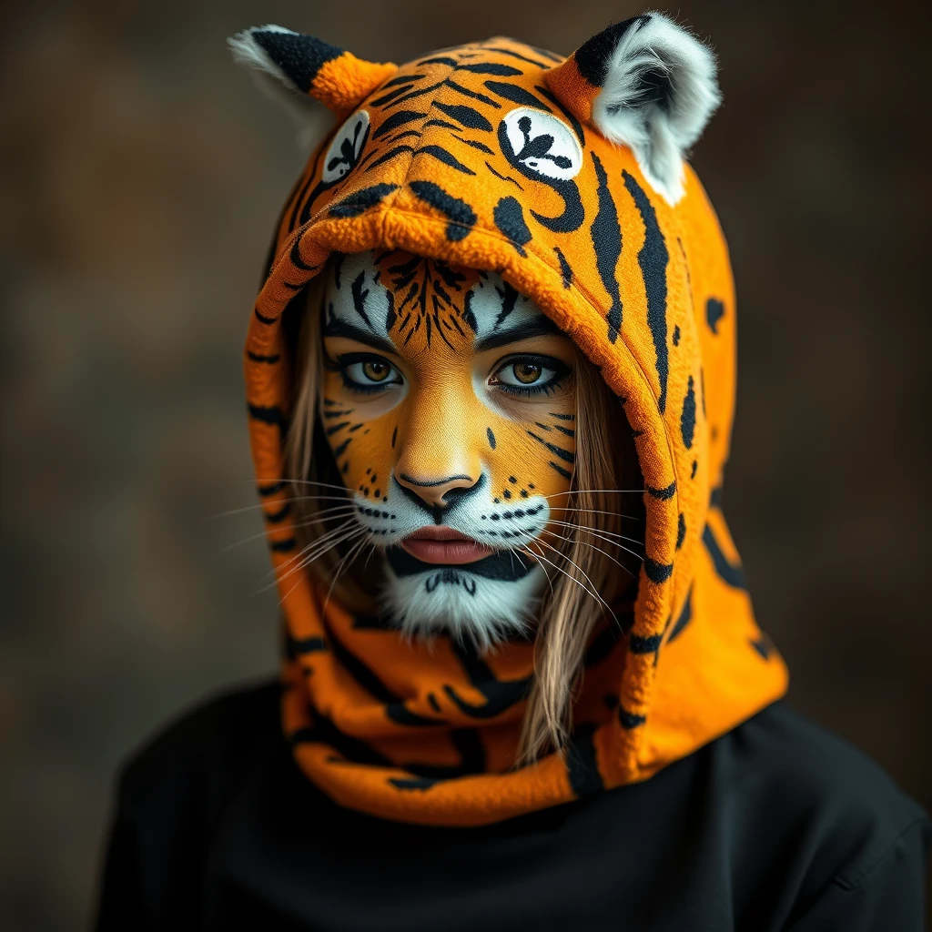 a woman dressed like a tiger
