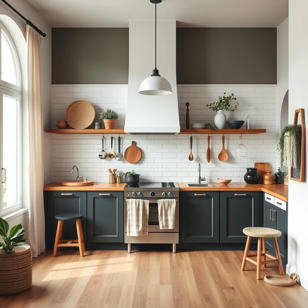 kitchen with minimalist bohemian style make it as real as possible photo


