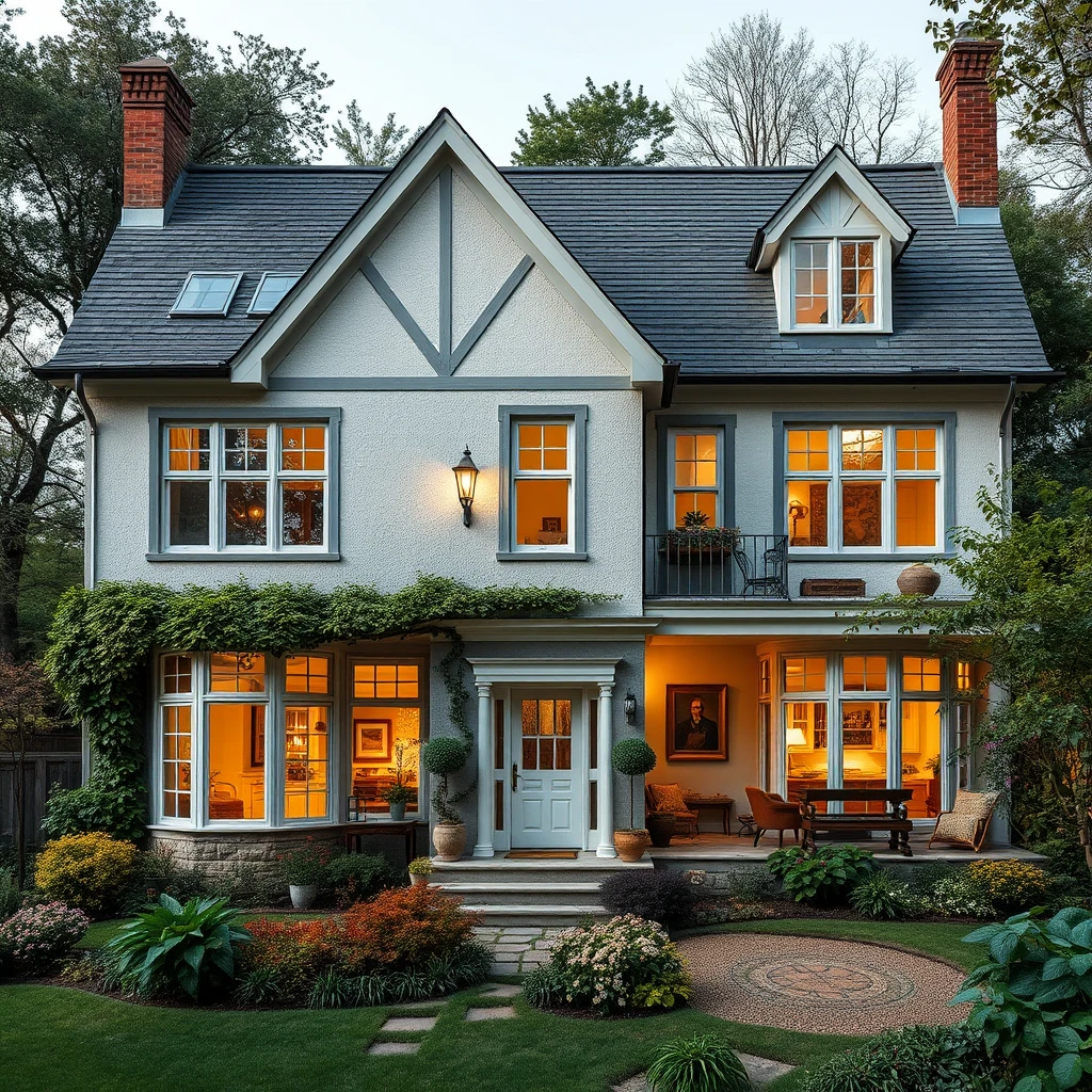 A house in half showing all the furnished rooms.