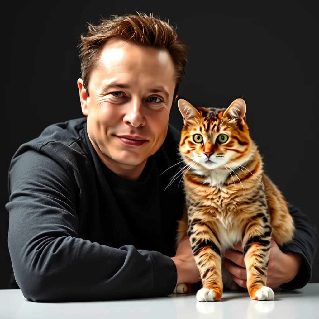 Elon Musk with a cat. - Image