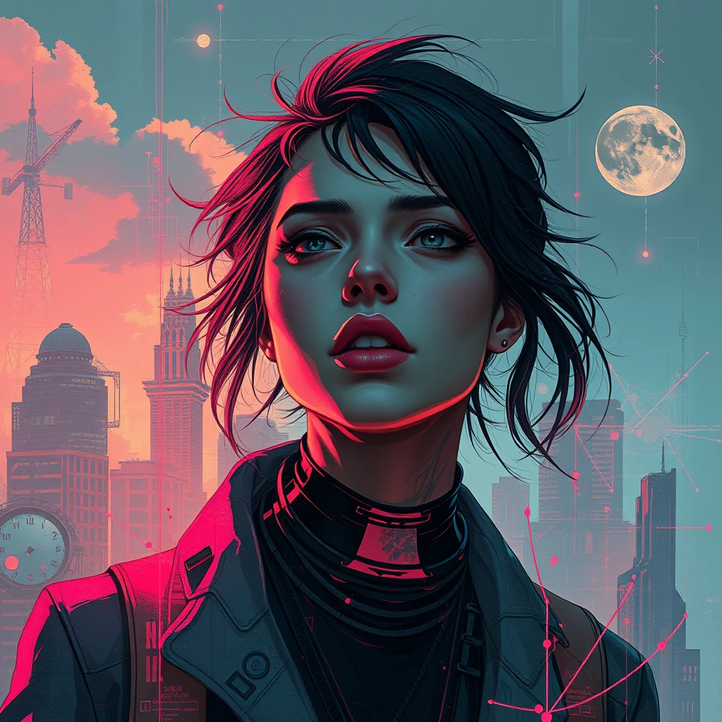 Dreamscape Dreamscape Dreamscape concept art (style of Conrad Roset) (portrait) a cyberpunk sci-fi . digital artwork, illustrative, painterly, matte painting, highly detailed . Surreal, ethereal,