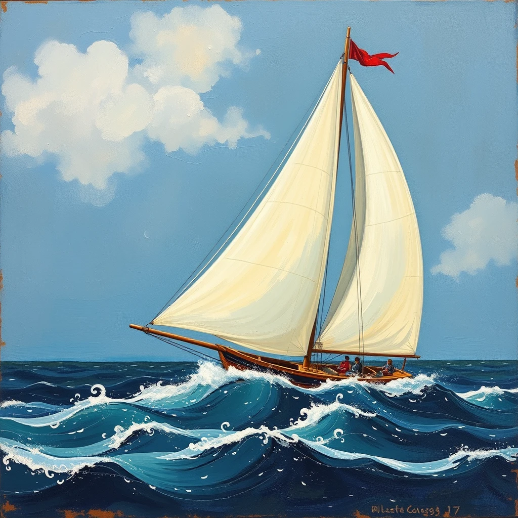 sail with the wind, olk art paintings