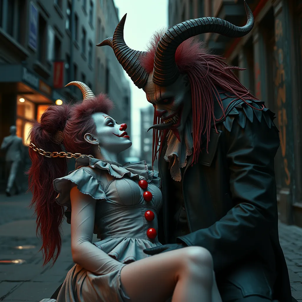 urban baphomet having sex with a clown girl, hd explicit photography