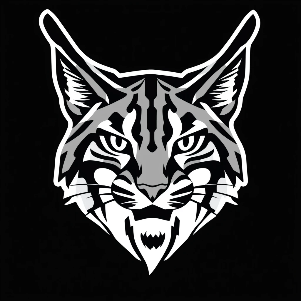 abstract logo of a lynx, black and white - Image