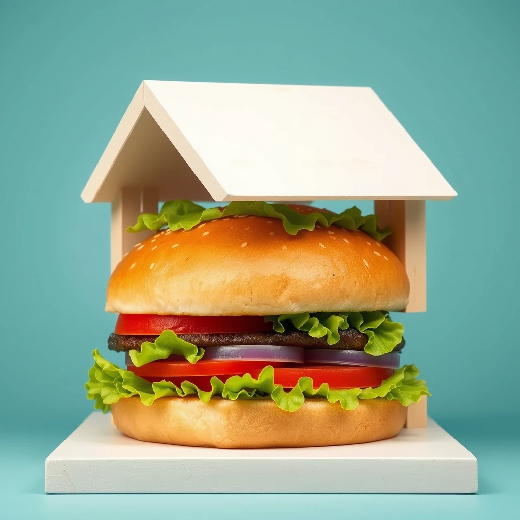 A house with the composition of a burger - Image