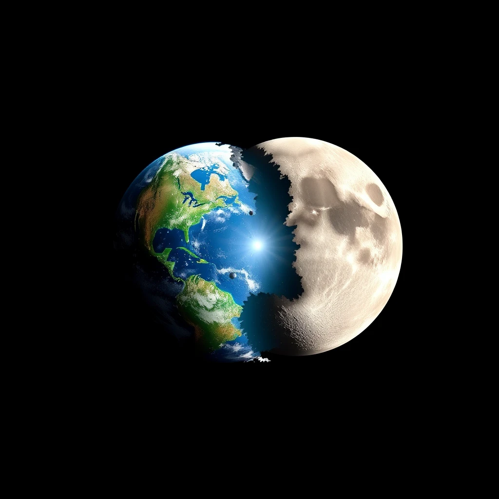 "The Earth and the Moon collide with each other." - Image