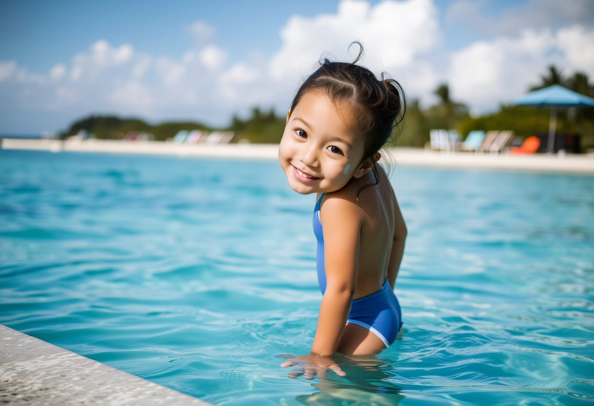 young female girl wearing swimsuit