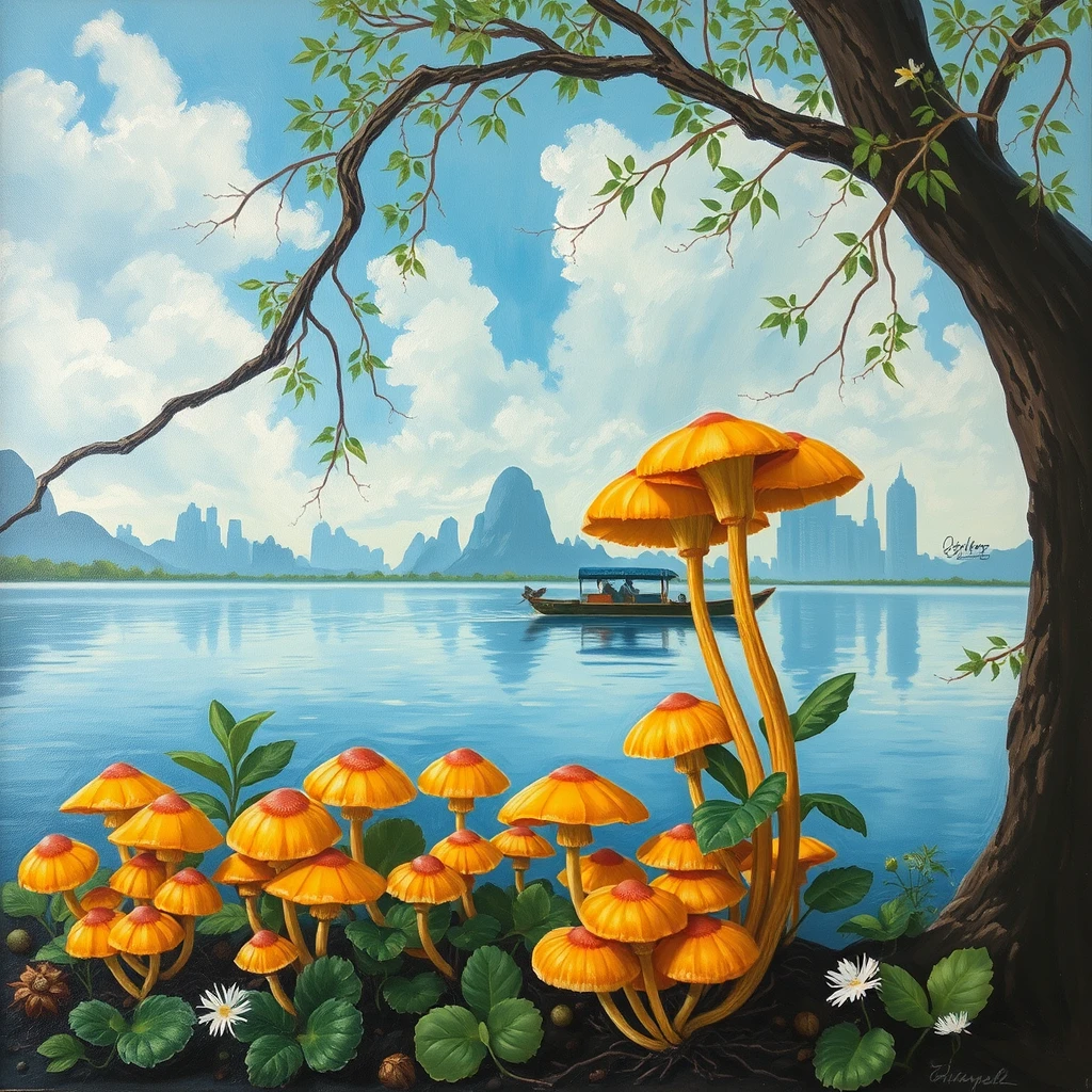 "Chanterelles, what Arun, Bangkok, Mekong, flowers, a painting"