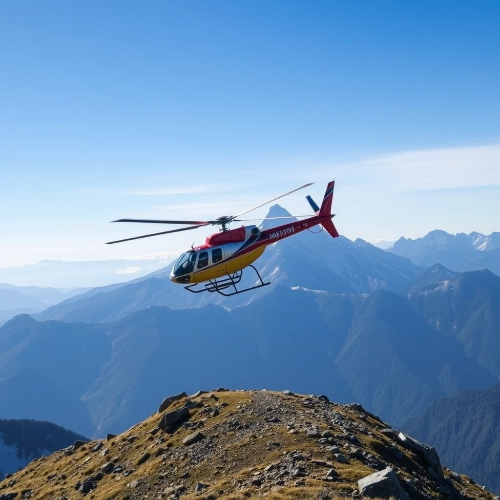 Helicopter poops on a mountain