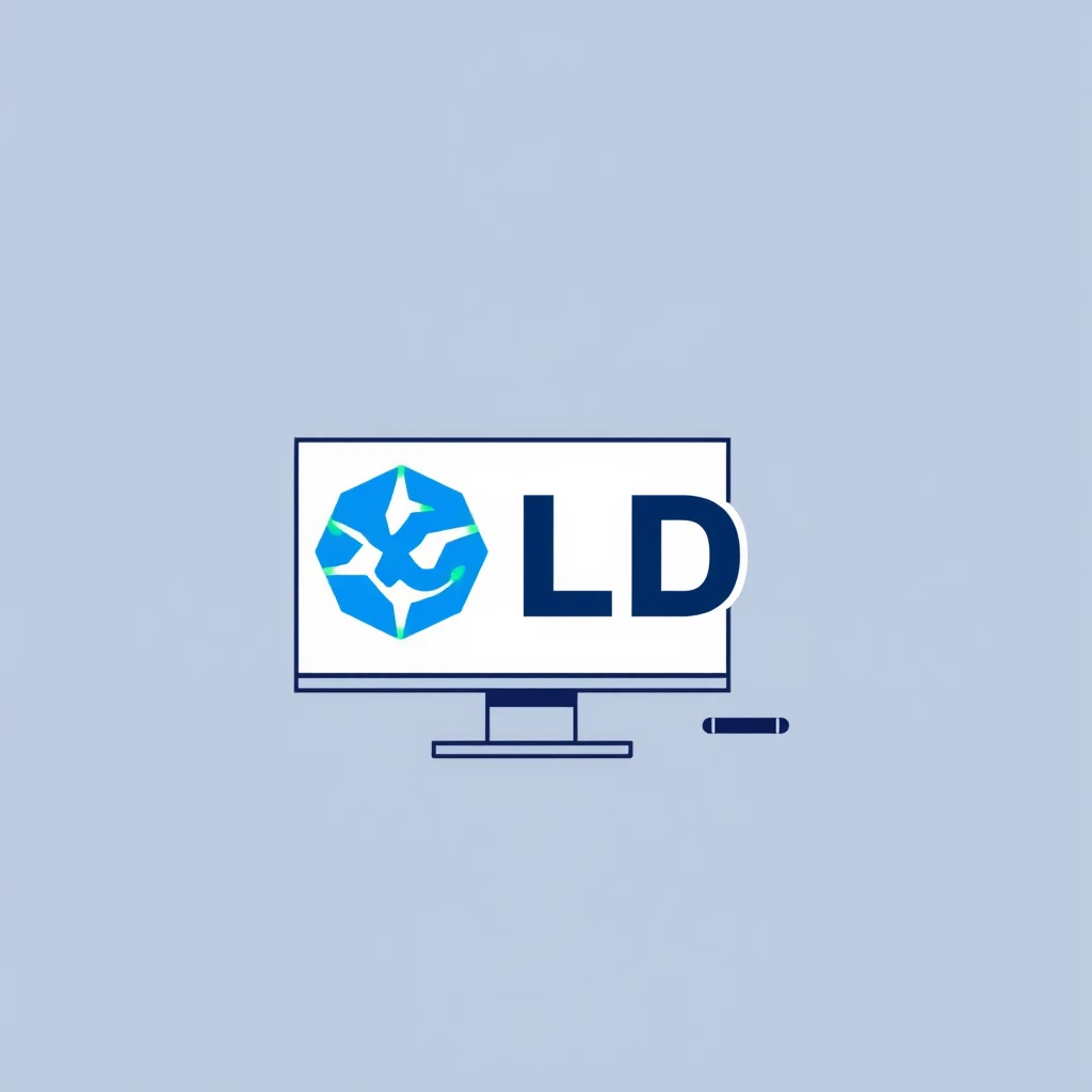 "LD" blue logo with a computer