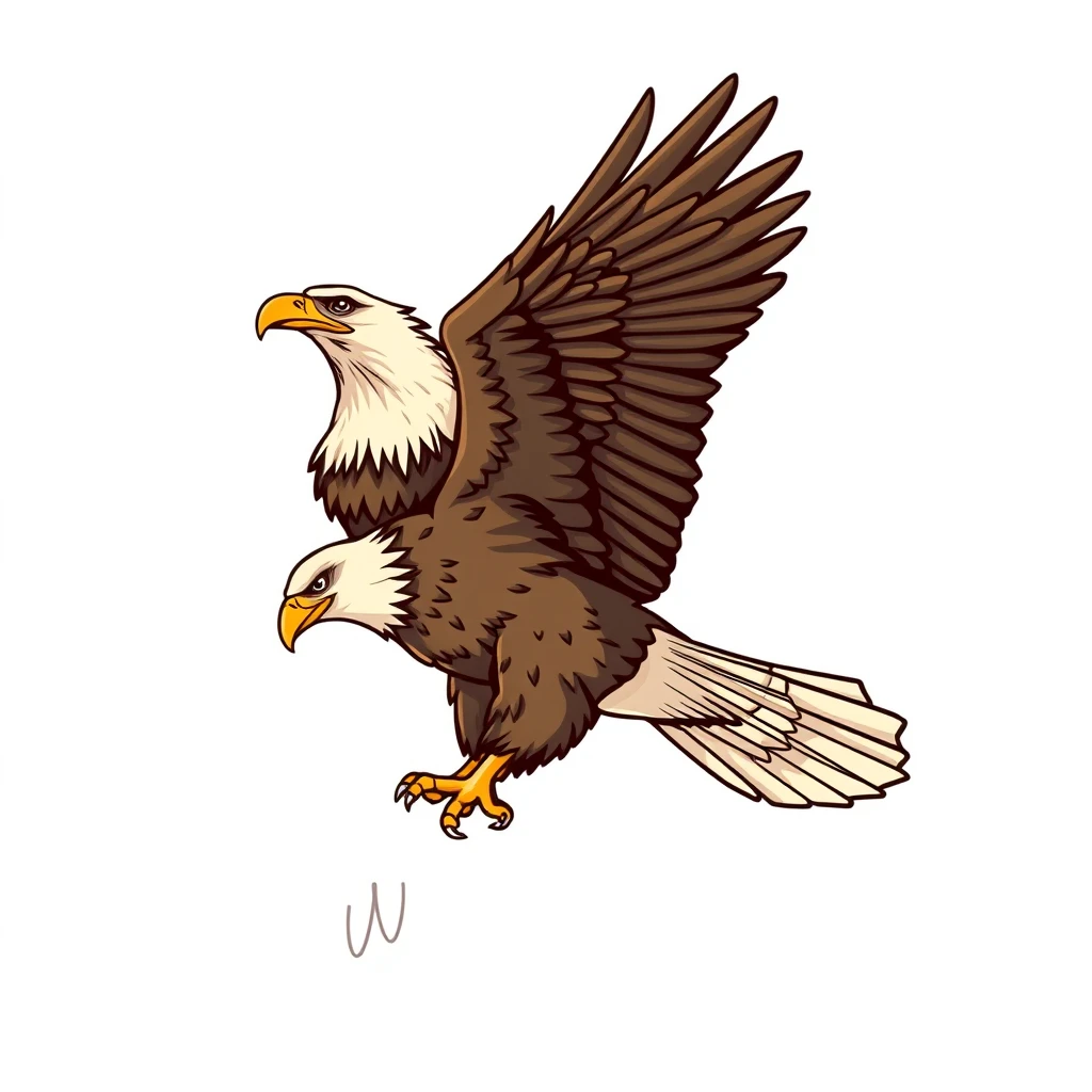 a aggressive eagle in sky, vector sticker, contour, Traditional animation style, adobe illustrator, pure clean bright solid background