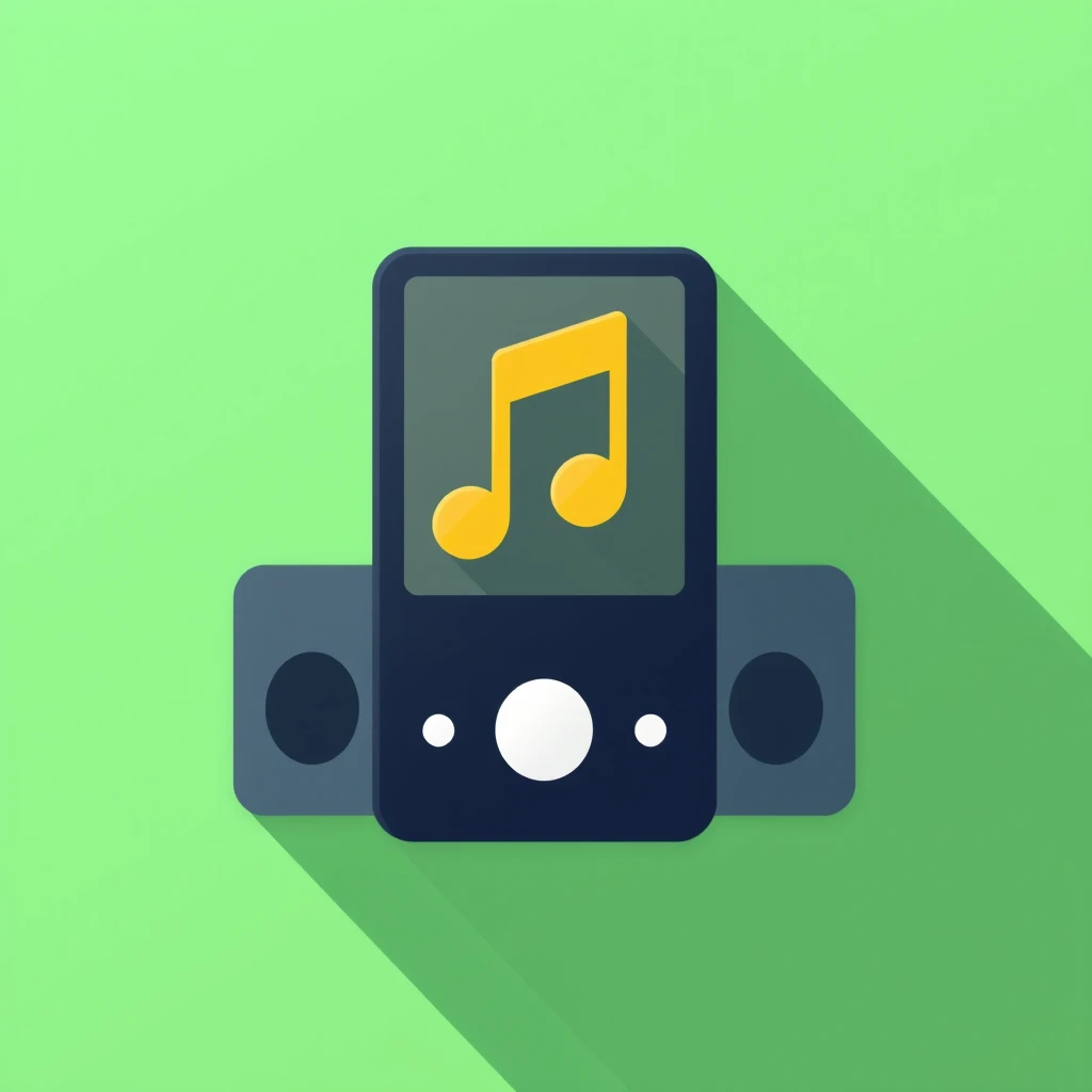 flat svg icon, music player, sign, green and blue, simple - Image