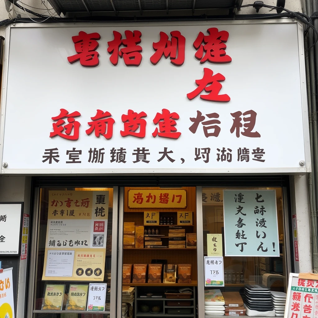 A shop with Chinese characters and Japanese language. - Image