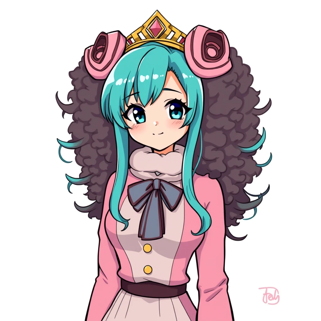 Full body Anime drawing of Hatsune Miku dressed as Oprah Winfrey. - Image