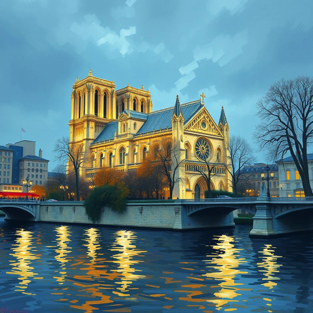 'in the style of Monet: Notre Dame'