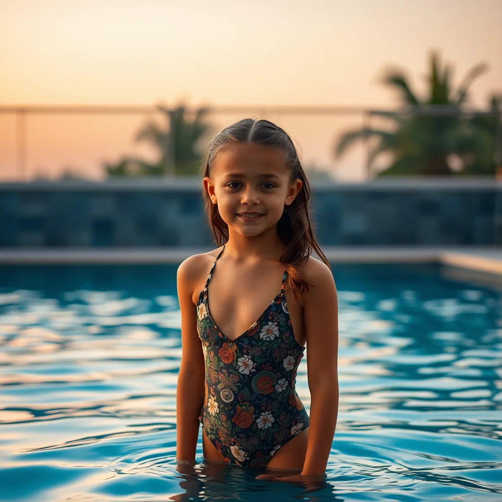 young female girl wearing swimsuit