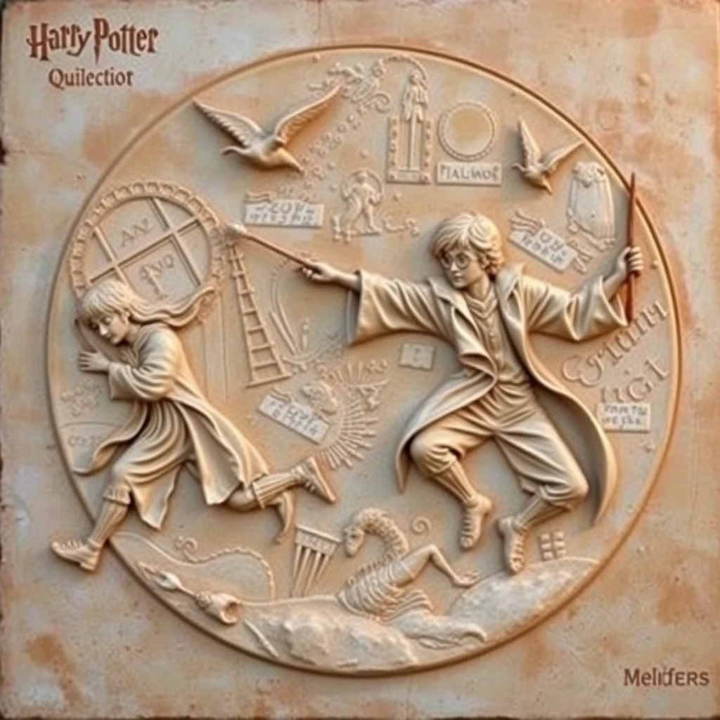 Roman relief with Harry Potter playing Quidditch. - Image