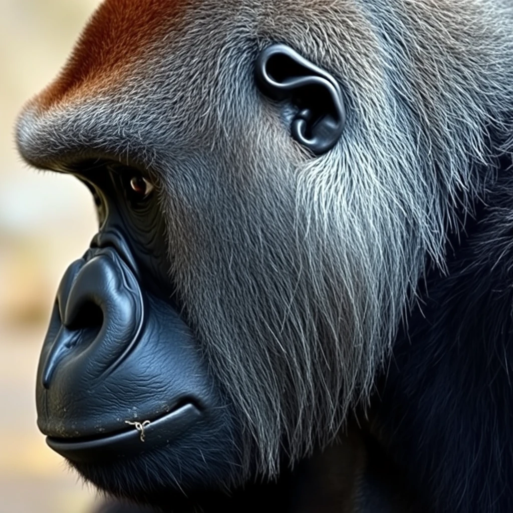 gorilla, close up, human haircut, shaved side - Image