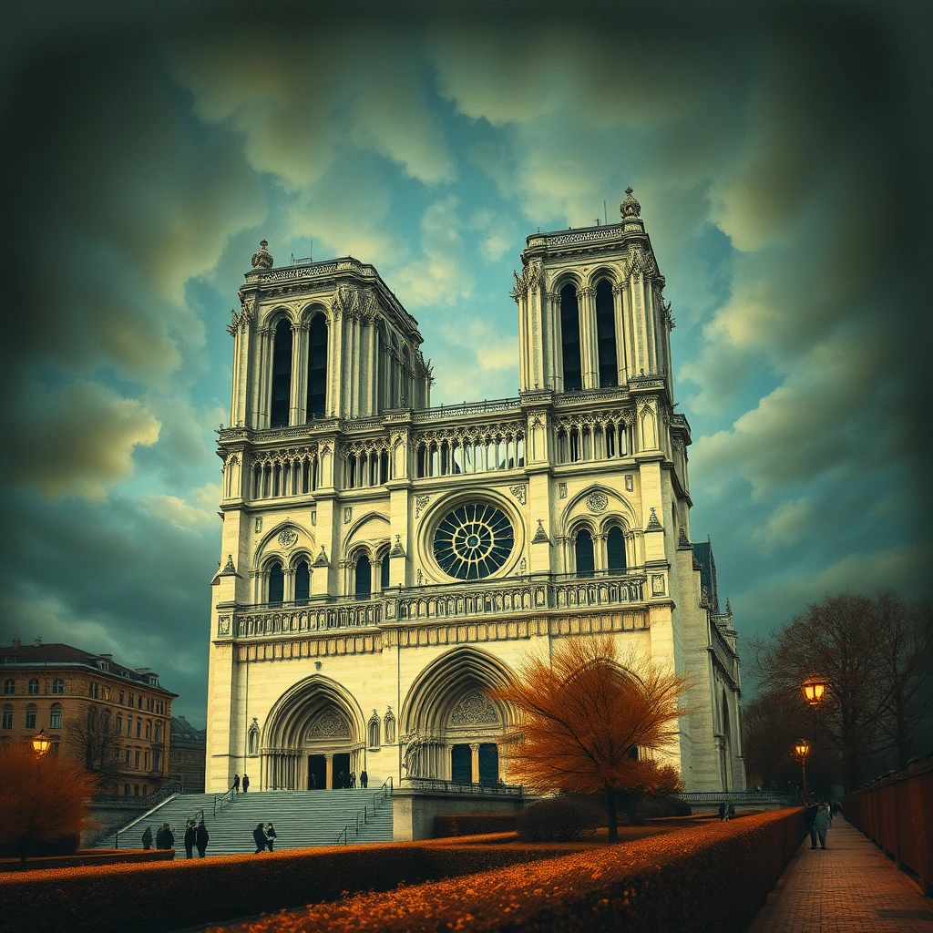 'in the style of Salvador Dali: Notre Dame'