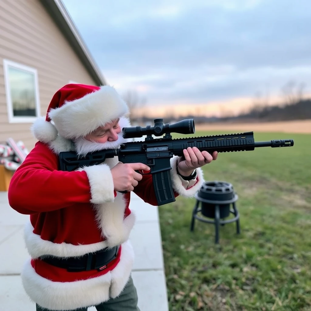 Santa got a new AR15 and is trying it out. - Image