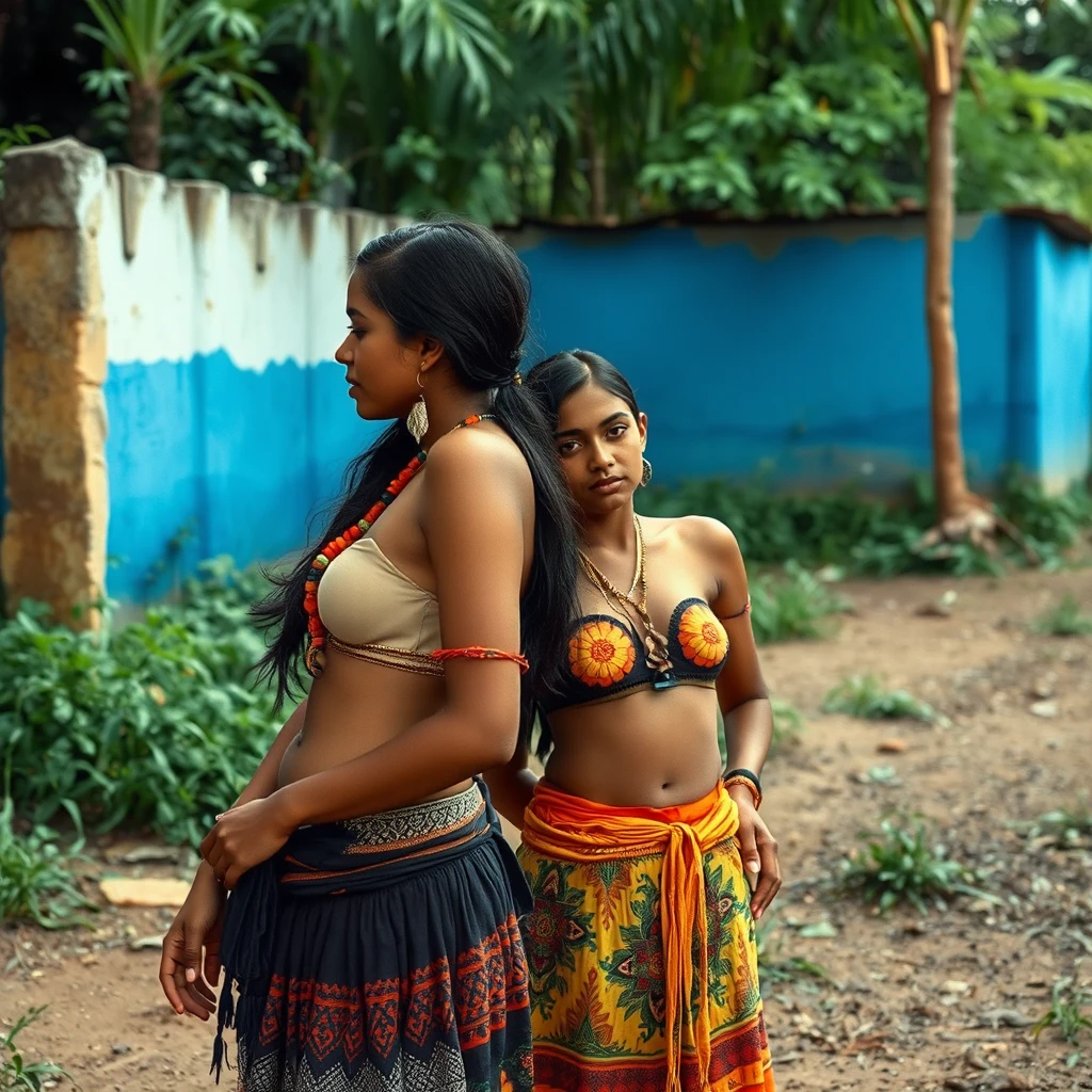 A scene in Colombia. Two young indigenous ladies discovering themselves, Milo Manara style. - Image